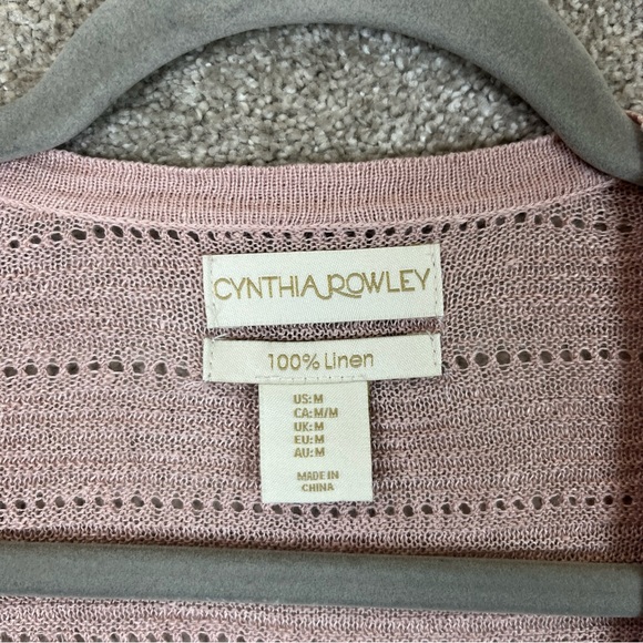 Cynthia Rowley Cardigan Womens Medium Pink Linen Long Sleeve Open Front- 1959* - Picture 6 of 11